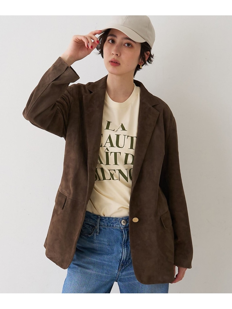 【SALE／10%OFF】ゴートスエード シングル上衣 Rouge vif la cle ルージュ・ヴィフ ラクレ ジャケット・アウター テーラードジャケット・ブレザー ベージュ 赤銅色【RBA_E】【貨物輸送無料】[ Fashion]