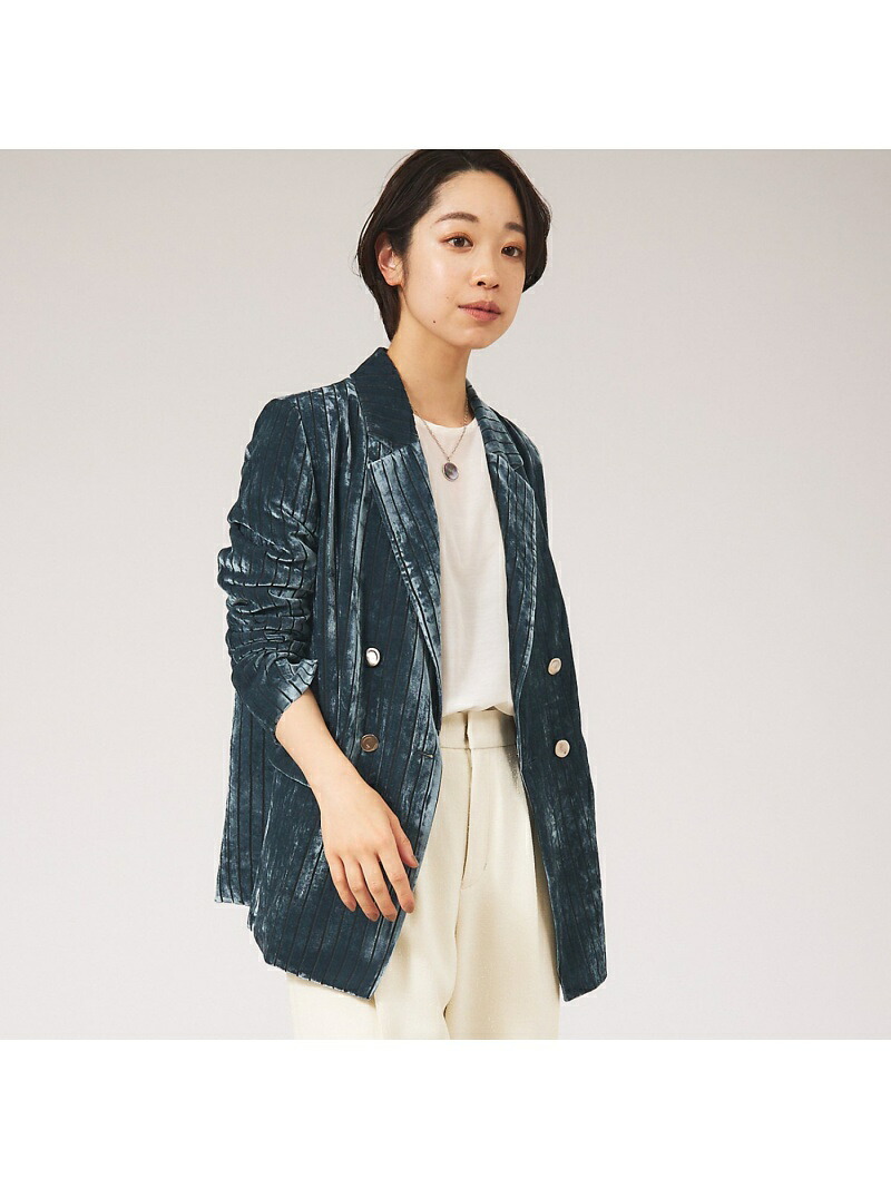 【SALE／50%OFF】オパールストライプジャケット qualite カリテ ジャケット・アウター 余分の物のジャケット・アウター 青み【RBA_E】【貨物輸送無料】[ Fashion]
