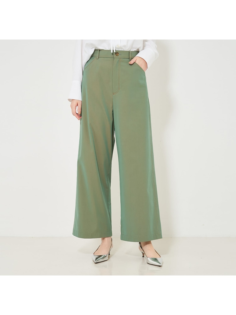 【SALE／30%OFF】シャンブレーチノストレートパンツ qualite カリテ ズボン下 余分の物のズボン下 カーキ緑であること ベージュ【RBA_E】【貨物輸送無料】[ Fashion]