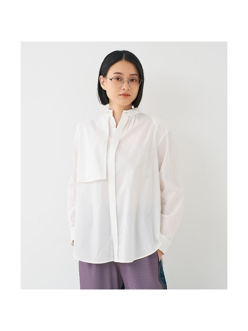 フラップミニ衿ブラウス collex コレックス トップス シャツ・ブラウス ホワイト ベージュ【送料無料】[ Fashion]