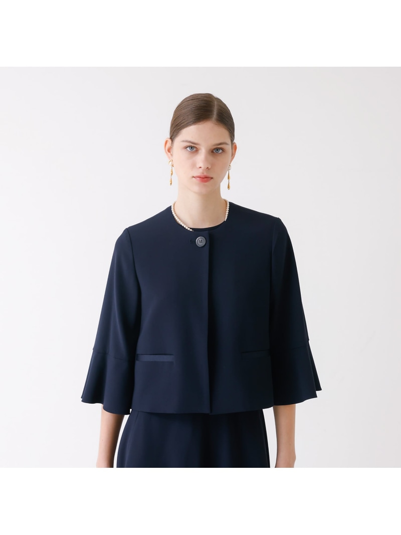 【SALE／55%OFF】トリアセジョーゼットノーカラージャケット DESIGNWORKS デザインワークス ジャケット・アウター ノーカラージャケット ネイビー ブラック【RBA_E】【送料無料】[ Fashion]｜ABAHOUSE ONLINE 17,706円