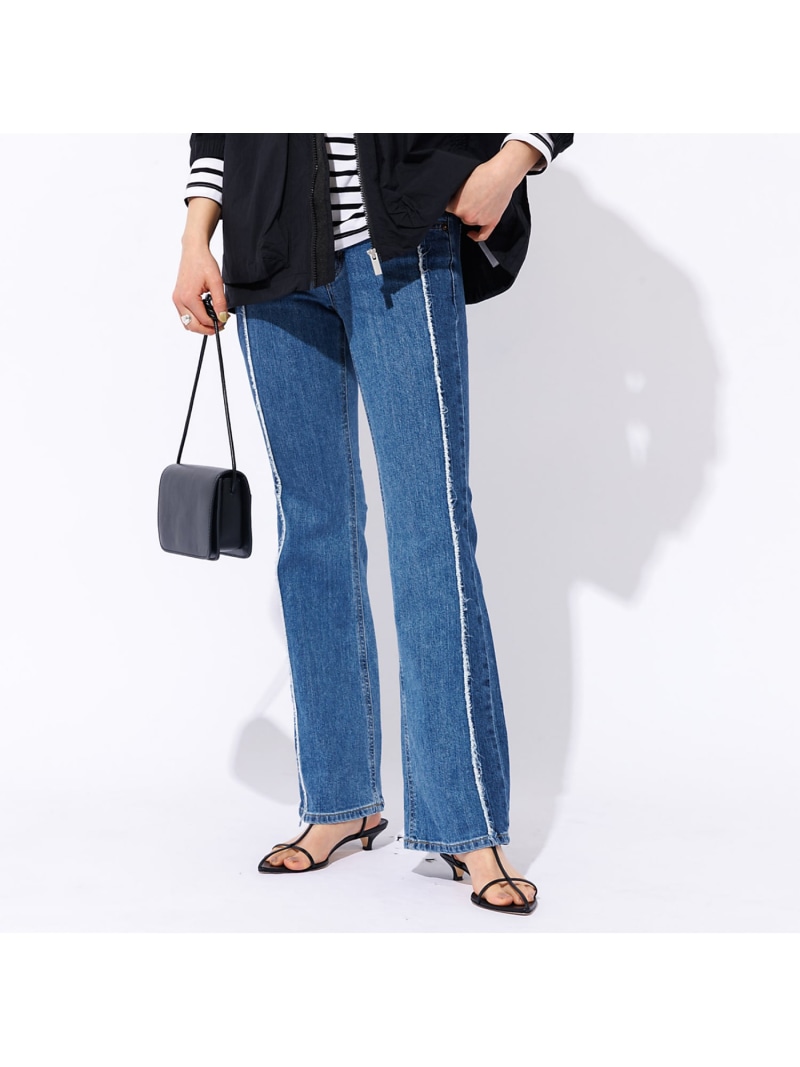 【SOMETHING/サムシング】LISA フレアデニムパンツ Rouge vif la cle ルージュ・ヴィフ ラクレ ズボン下 デニム・ジーンズズボン下 黒いこと 青色【貨物輸送無料】[ Fashion] ボトムス-パンツ-レディースファッション
