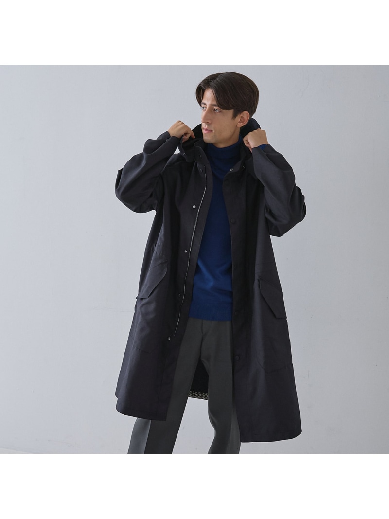 【LEON掲載】フーデットコート DESIGNWORKS デザインワークス ジャケット・アウター ステンカラーコート ブラック ブルー【送料無料】[ Fashion]｜ABAHOUSE ONLINE