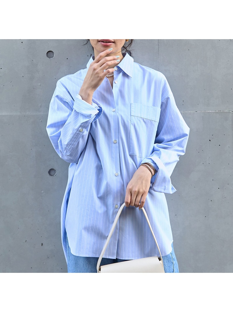 【SALE／10%OFF】ストライプオーバーシャツ Rouge vif la cle ルージュ・ヴィフ ラクレ トップス シャツ・ブラウス イエロー ブルー【RBA_E】【送料無料】[ Fashion]