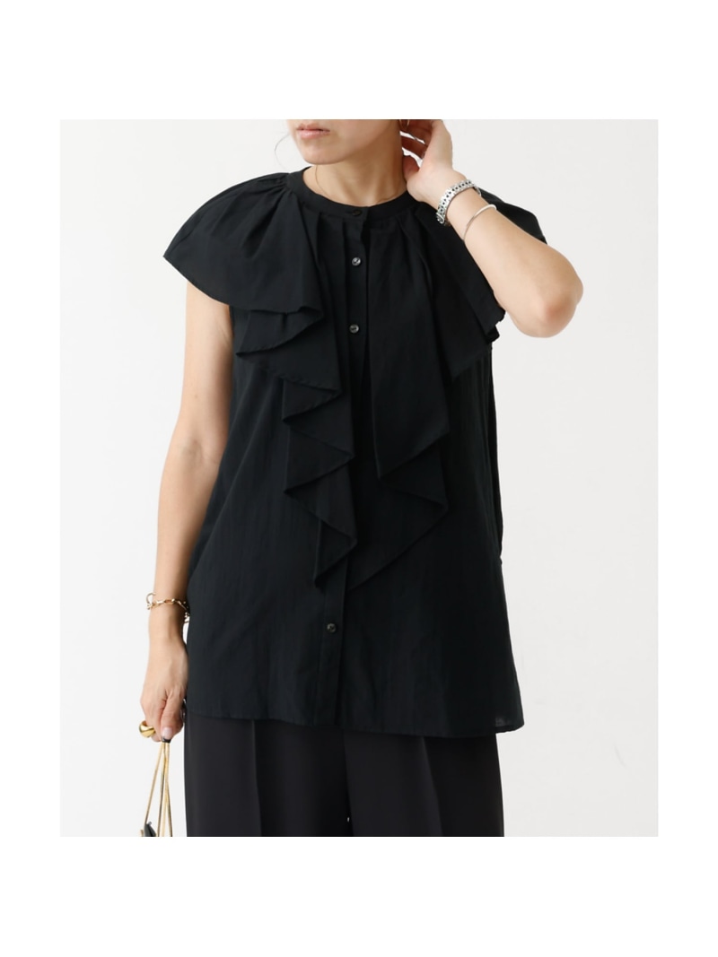 【SALE／55%OFF】フロントラッフルブラウス DESIGNWORKS デザインワークス トップス シャツ・ブラウス ネイビー ブラック ホワイト ベージュ【RBA_E】【送料無料】[ Fashion]｜ABAHOUSE ONLINE