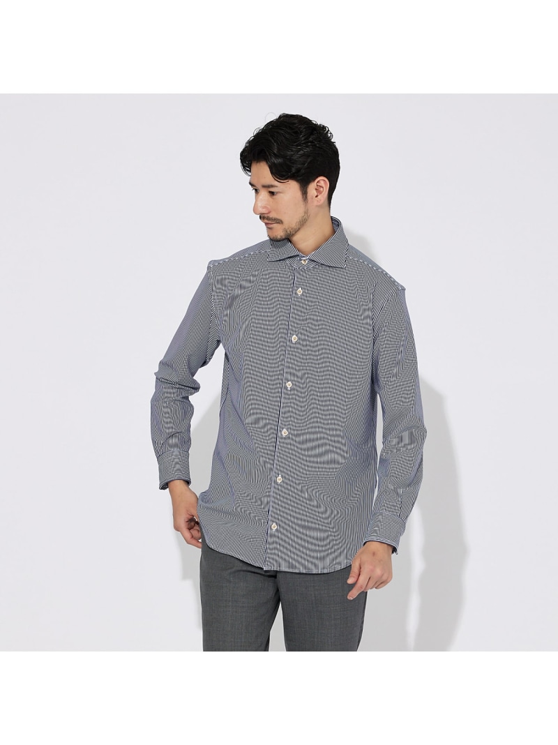 【FLEX SHIRTS / Dry Moment使用】ナロウストライプ シャツ ABAHOUSE LASTWORD アバハウス トップス シャツ・ブラウス ネイビー ブルー イエロー グレー【送料無料】[ Fashion]