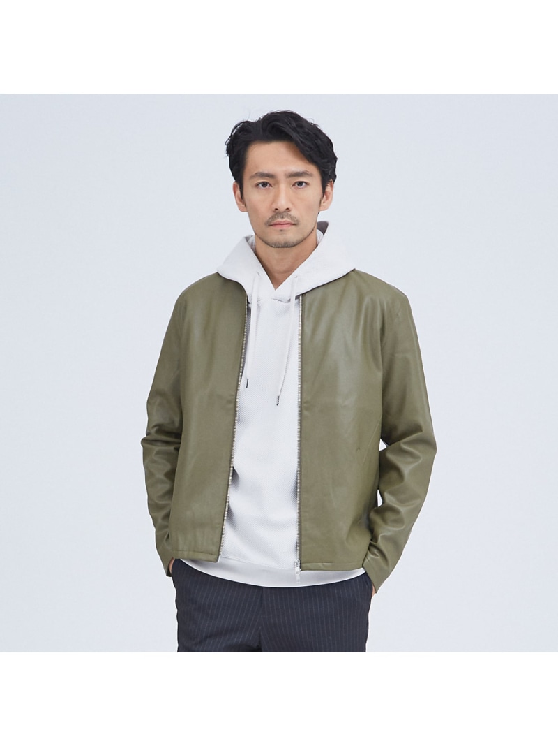 【展開店舗限定】ネオレザー シングル ライダース ABAHOUSE LASTWORD アバハウス ジャケット・アウター ライダースジャケット  カーキ ブラック グレー ブルー ネイビー【送料無料】[Rakuten Fashion] ABAHOUSE ONLINE