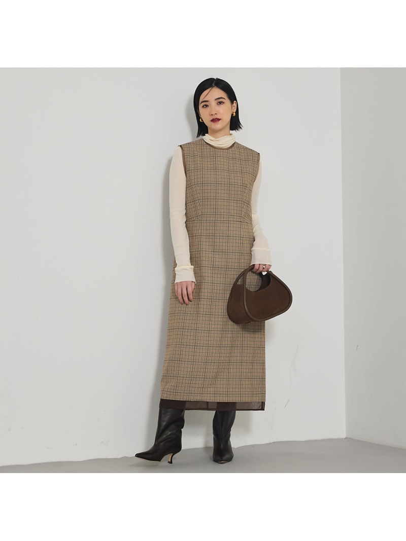【SALE／30%OFF】TWツイルチェックワンピース qualite カリテ ワンピース・ドレス シャツワンピース ベージュ【RBA_E】【送料無料】[ Fashion]｜ABAHOUSE ONLINE