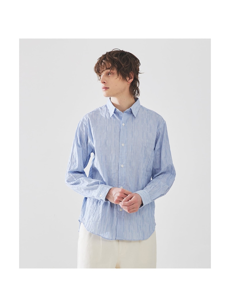 【SALE／40%OFF】【リンクルストライプ】レギュラーカラーシャツ ABAHOUSE LASTWORD アバハウス トップス シャツ・ブラウス ベージュ ブルー イエロー【RBA_E】【送料無料】[ Fashion]