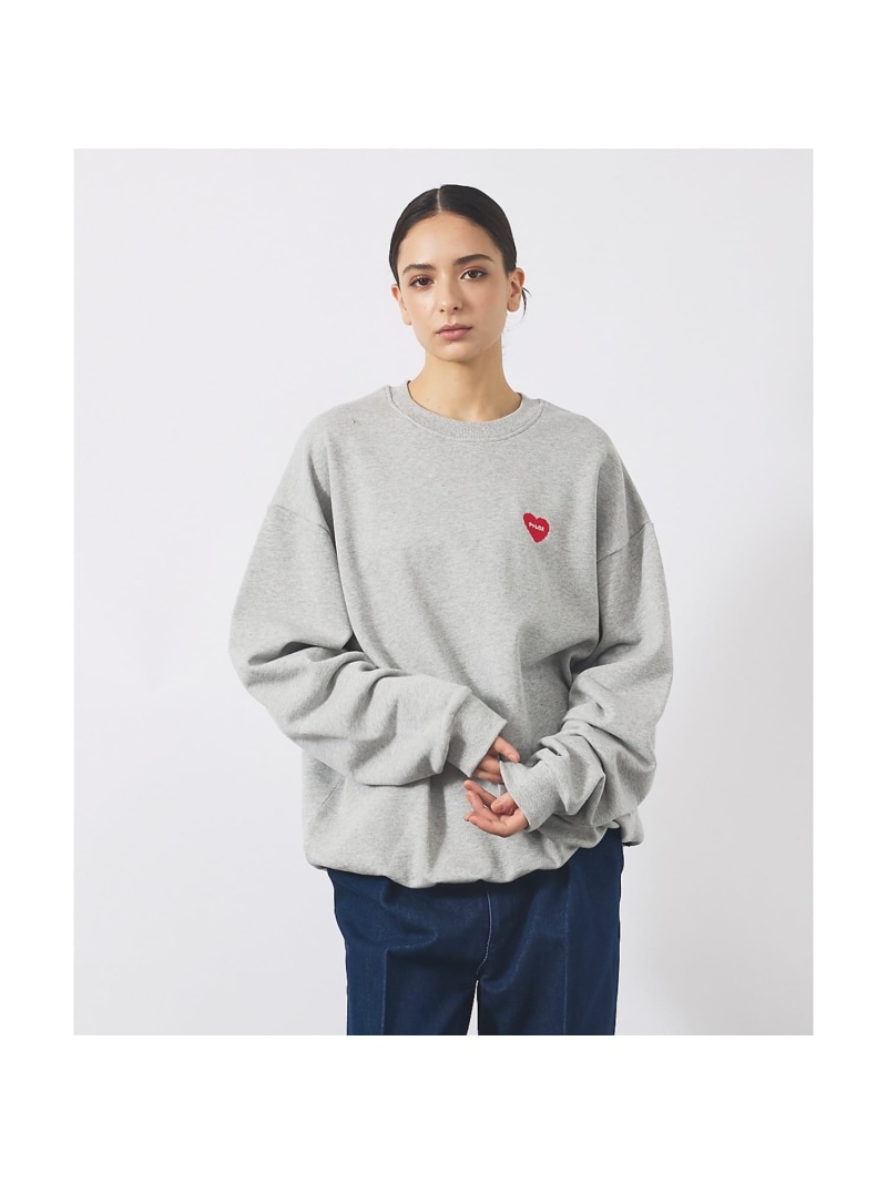 【POLER / ポーラー】HEART LOGO EMBROIDERY CREW ABAHOUSE LASTWORD アバハウス トップス スウェット・トレーナー 黒いこと 薄墨色 緑であること【貨物輸送無料】[ Fashion]