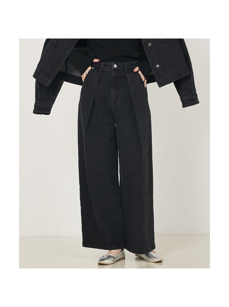【SALE／10%OFF】タックジーンズ abahouse mavie アバハウス マヴィ ズボン下 デニム・ジーンズズボン下 黒いこと 青み【RBA_E】【貨物輸送無料】[ Fashion]