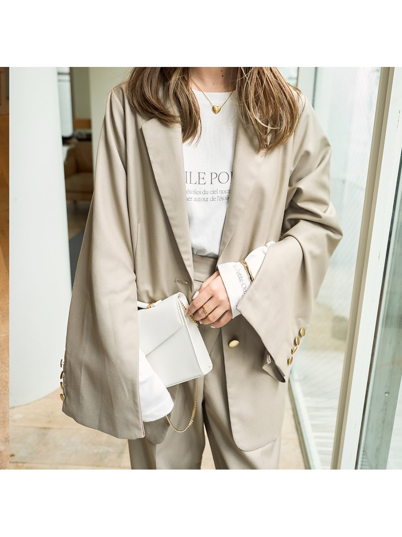 【SALE／30%OFF】【一部店舗限定】【2点セット】スリットジャケット&ウエストクロスパンツSET Rouge vif la cle ルージュ・ヴィフ ラクレ ジャケット・アウター テーラードジャケット・ブレザー ベージュ ブラック【RBA_E】【送料無料】[ Fashion]｜ABAHOUSE ONLINE