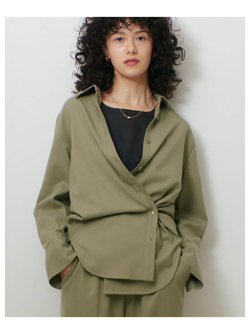 【SALE／20%OFF】ソフトサキソニー2WAYシャツ qualite カリテ トップス シャツ・ブラウス カーキグリーン グレー【RBA_E】【送料無料】[ Fashion]