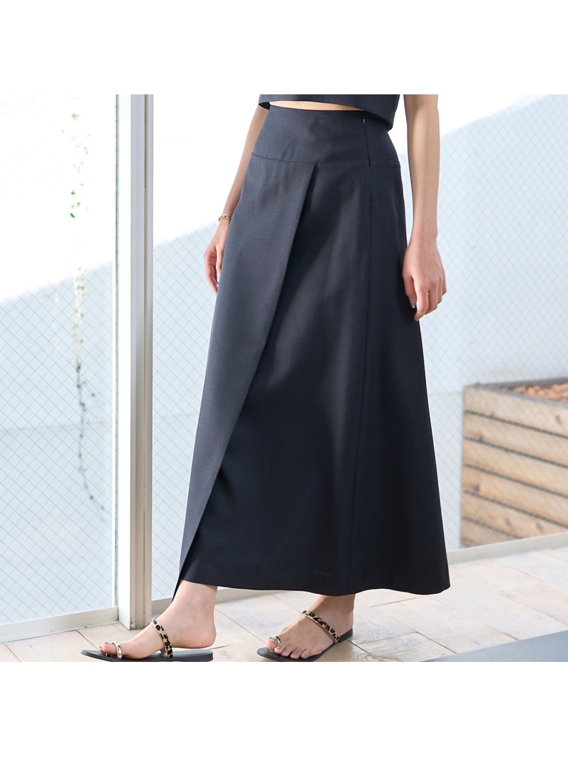 【SALE／35%OFF】【セットアップ対応】巻風ロングスカート Rouge vif la cle ルージュ・ヴィフ ラクレ スカート ロング・マキシスカート ブラック ホワイト【RBA_E】【送料無料】[ Fashion]｜ABAHOUSE ONLINE