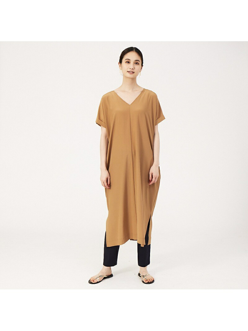 【SALE／30%OFF】【WEB・一部店舗限定】Vネックワンピース qualite カリテ ワンピース・ドレス シャツワンピース グレー ブラウン【RBA_E】【送料無料】[ Fashion]｜ABAHOUSE ONLINE