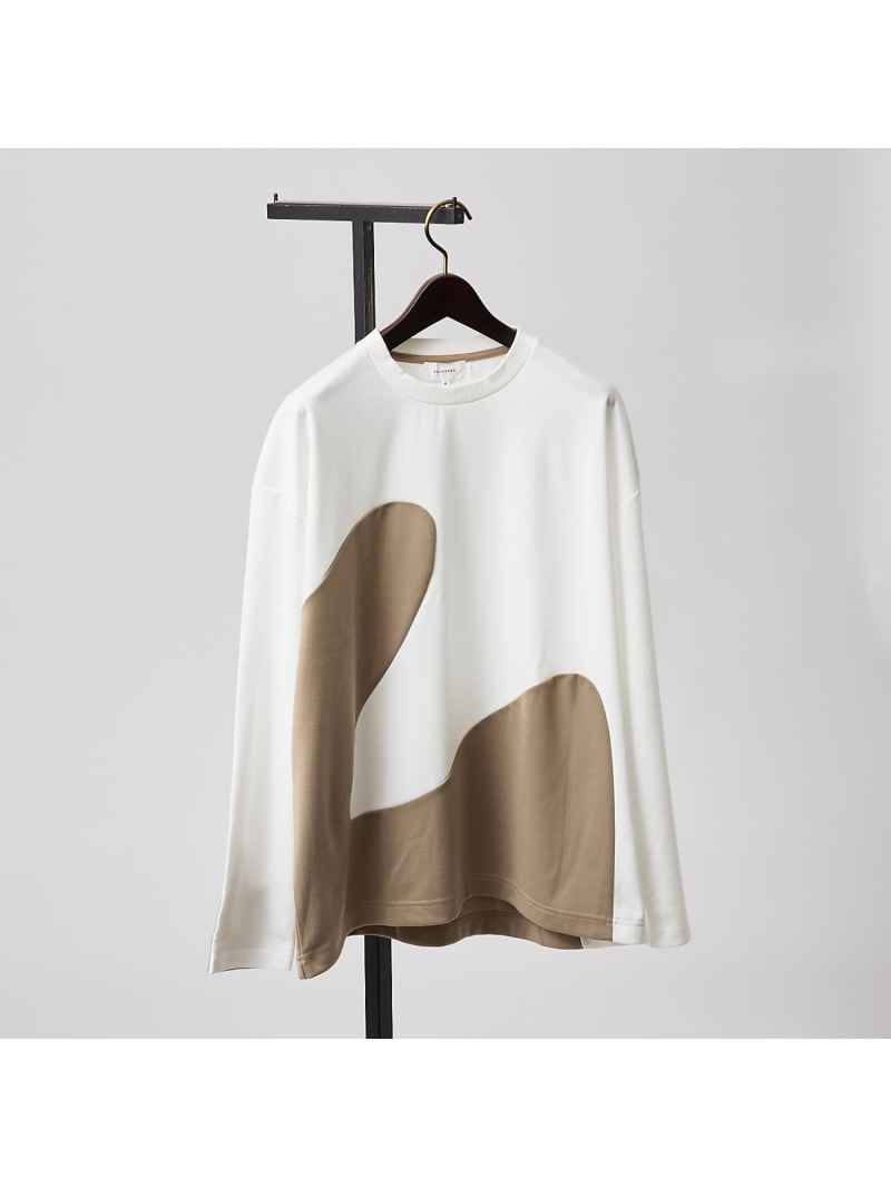 【SALE／40%OFF】【ウズマキ】アシンメトリー 配色 オーバーサイズ ポンチ ロンT ABAHOUSE LASTWORD アバハウス トップス カットソー・Tシャツ ベージュ ネイビー グレー【RBA_E】【送料無料】[ Fashion]