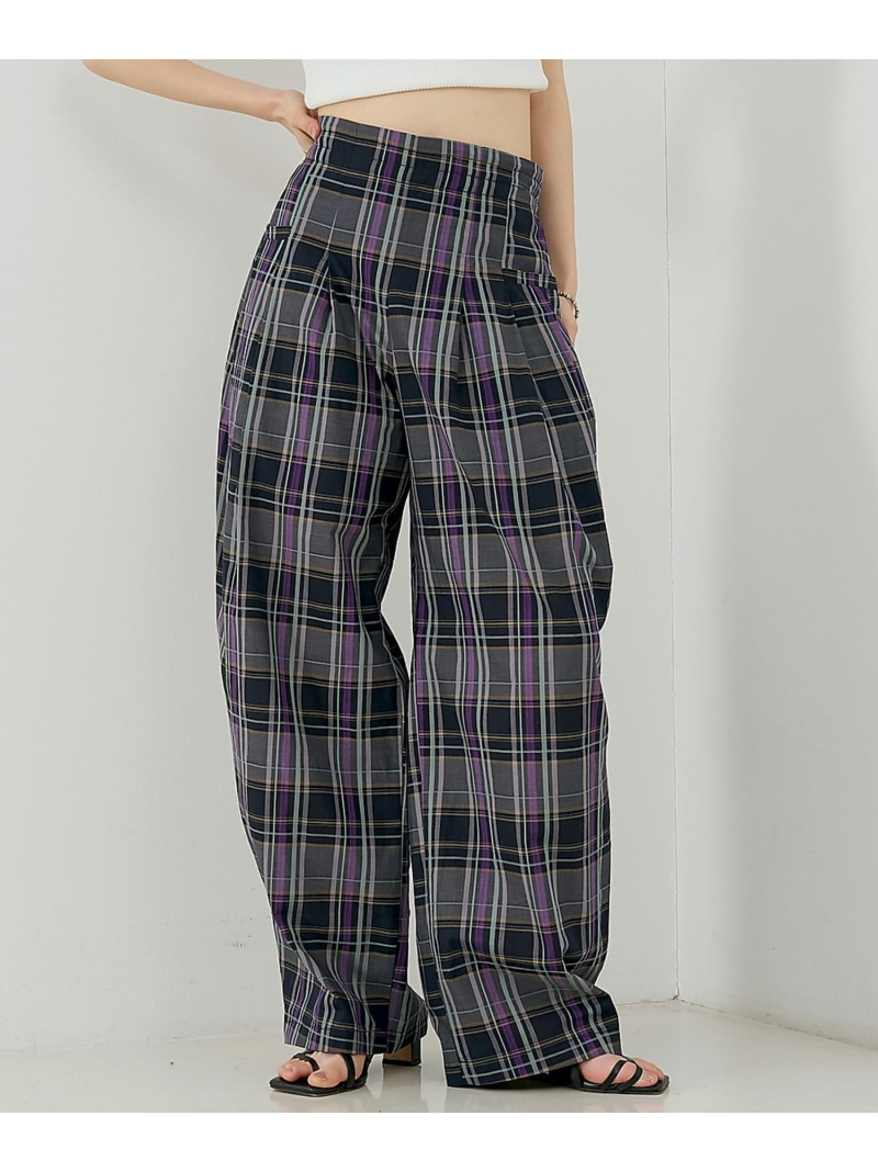 【セットアップ対応】チェック タックパンツ NOMINE ノミネ パンツ その他のパンツ ブラウン ネイビー【送料無料】[ Fashion]