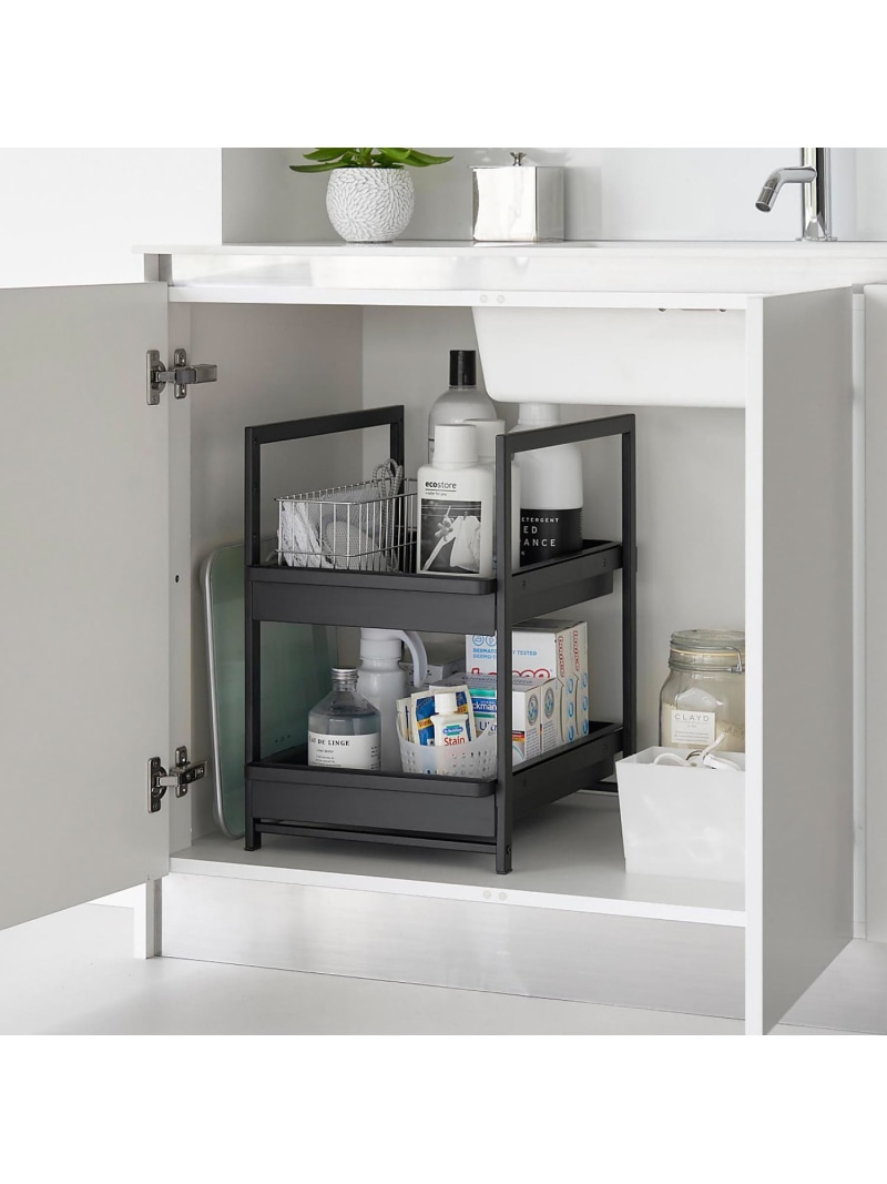 【tower】 シンク下スライドラック2段 collex コレックス 食器・調理器具・キッチン用品 その他の食器・調理器具・キッチン用品 ホワイト ブラック【送料無料】[ Fashion]