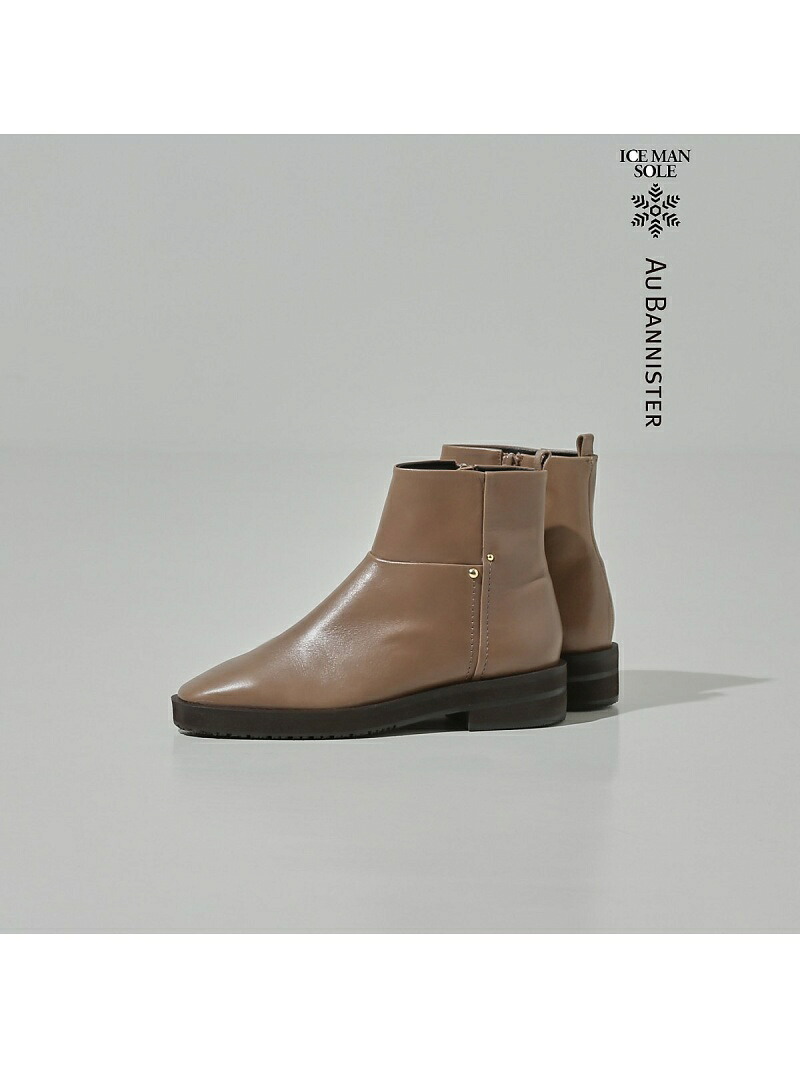 【SALE／50%OFF】【スノーソール】スクエアトゥ厚底フラットブーツ Au BANNISTER オゥ・バニスター シューズ・靴 ブーツ カーキグリーン グレー ブラック【RBA_E】【送料無料】[ Fashion]