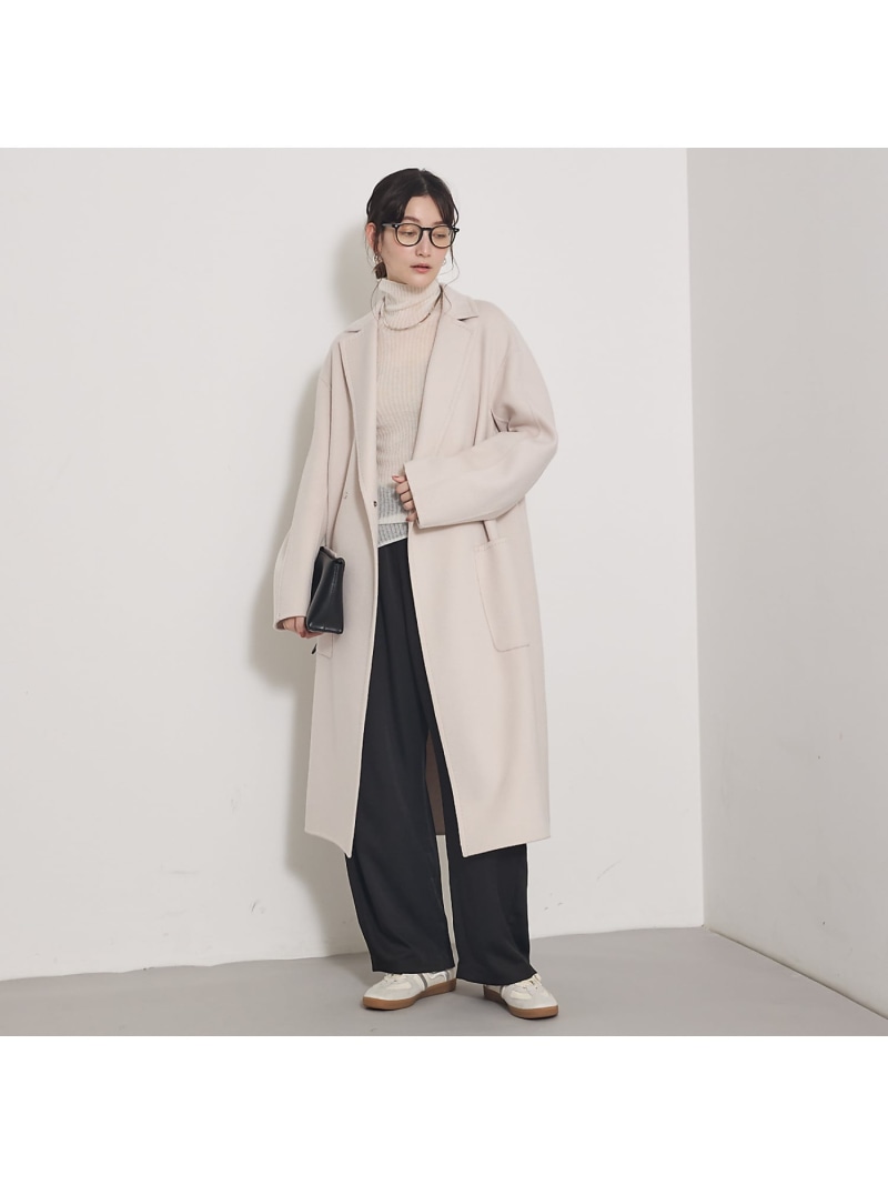 【毛玉になりにくい】ダブルフェイスチェスターコート qualite カリテ ジャケット・アウター チェスターコート ベージュ グレー【送料無料】[ Fashion]