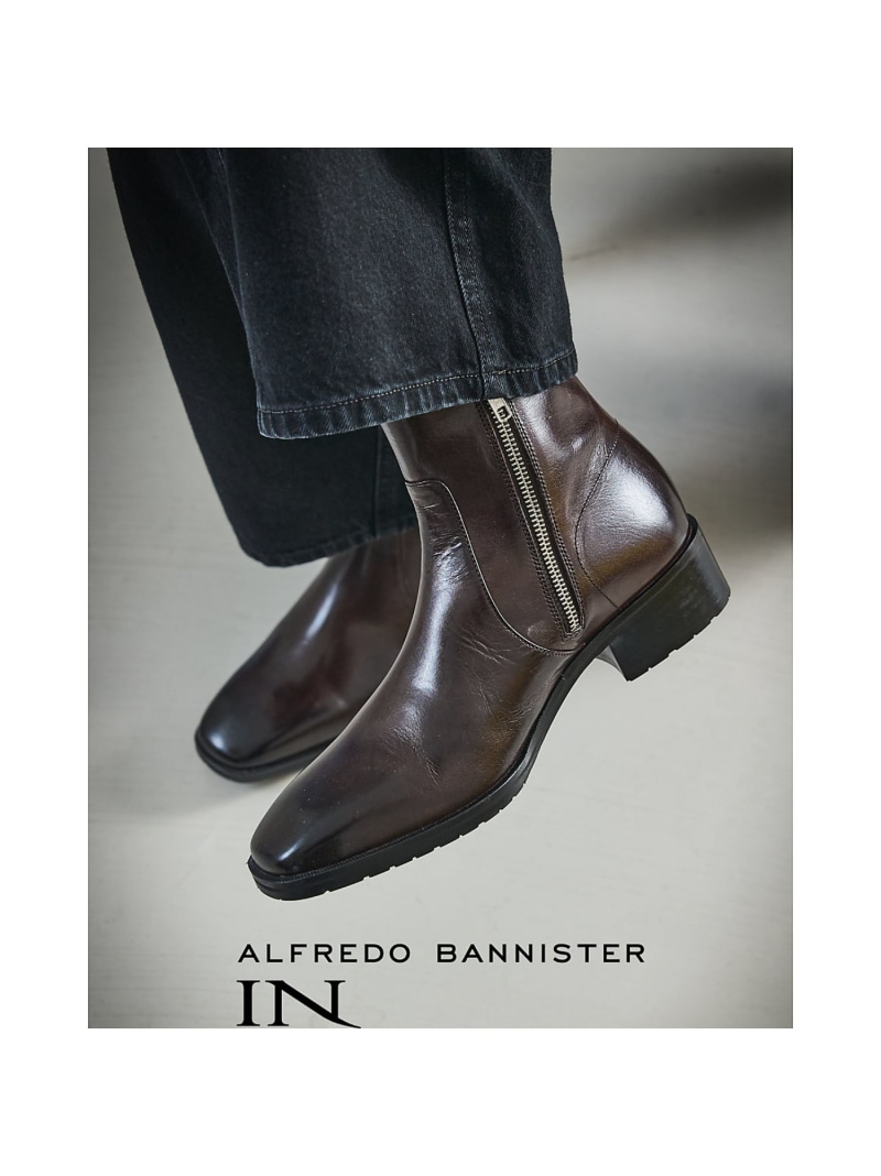 スクエア サイドジップ ブーツ alfredoBANNISTER アルフレッド・バニスター シューズ・靴 ブーツ ブラック【送料無料】[ Fashion]