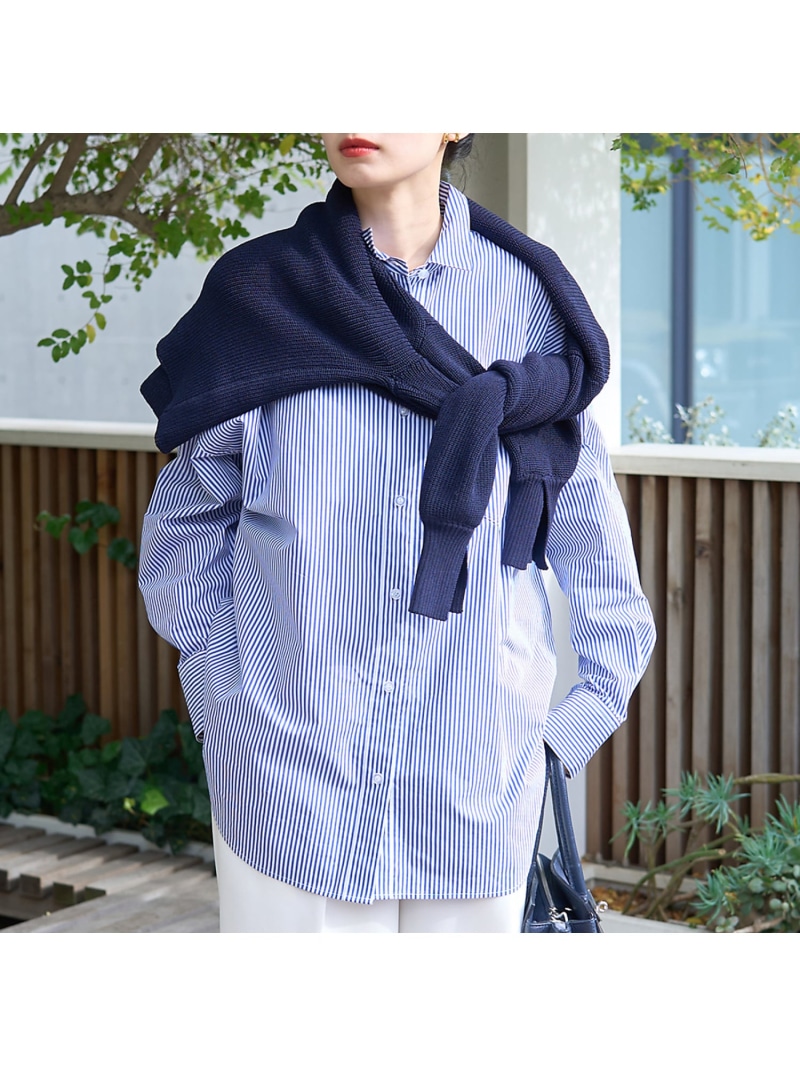 ストライプタックフォルムシャツ Rouge vif la cle ルージュ・ヴィフ ラクレ トップス シャツ・ブラウス ブルー ブラック【送料無料】[ Fashion] 11,550円