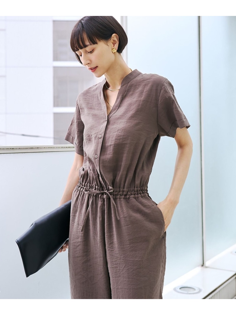【SALE／10%OFF】【一部店舗 / WEB限定】Vネックレーヨンコンビネゾン / オールインワン / Rouge vif la cle ルージュ・ヴィフ ラクレ オールインワン・オーバーオール オーバーオール・サロペット ブラック ブラウン【RBA_E】【先行予約】*【送料無料】[ Fashion]｜ABAHOUSE ONLINE