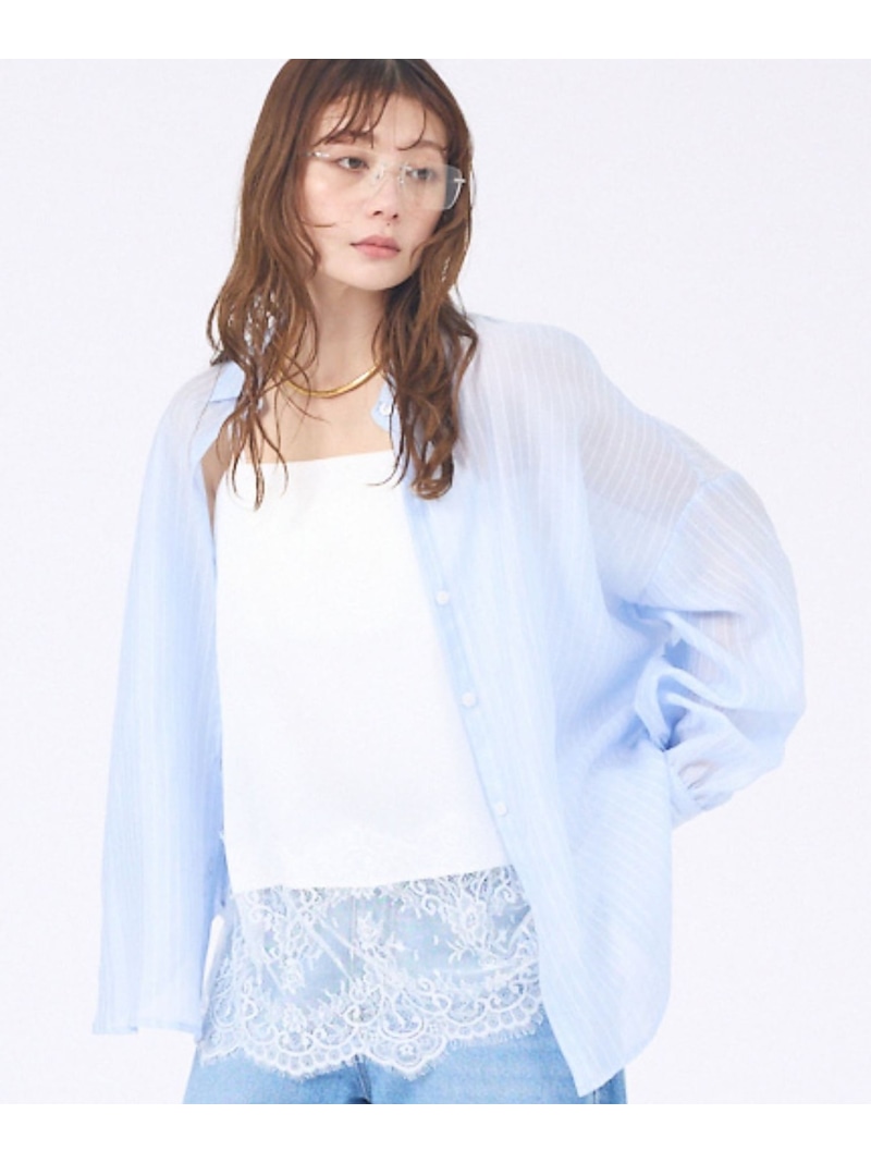 【やわらかに透ける】シアーストライプシャツ abahouse mavie アバハウス マヴィ トップス シャツ・ブラウス ブルー ピンク【送料無料】[ Fashion]