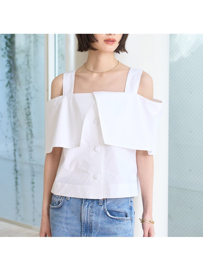 【SALE／30%OFF】ケープオフショルブラウス Rouge vif la cle ルージュ・ヴィフ ラクレ トップス シャツ・ブラウス ホワイト ブラック【RBA_E】【送料無料】[ Fashion]｜ABAHOUSE ONLINE