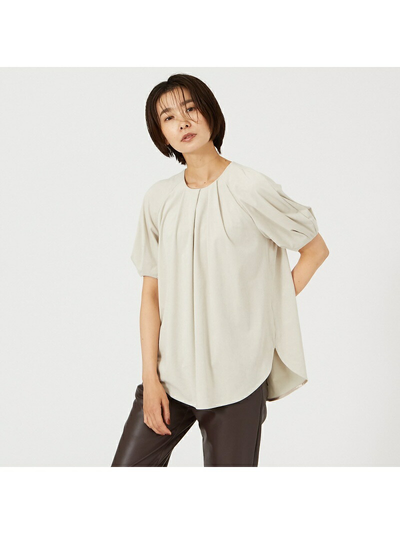 【SALE／30%OFF】トリコットスェードカットソー qualite カリテ トップス カットソー・プルオーバー 緑であること ベージュ【RBA_E】【貨物輸送無料】[ Fashion]