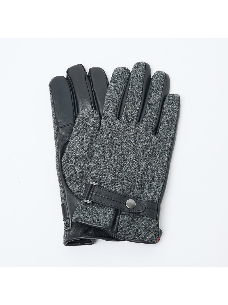 Harris Tweed ベルト付きグローブ / タッチパネル対応 ABAHOUSE LASTWORD アバハウス ファッション雑貨 手袋 グレー ブルー【送料無料】[ Fashion]｜ABAHOUSE ONLINE
