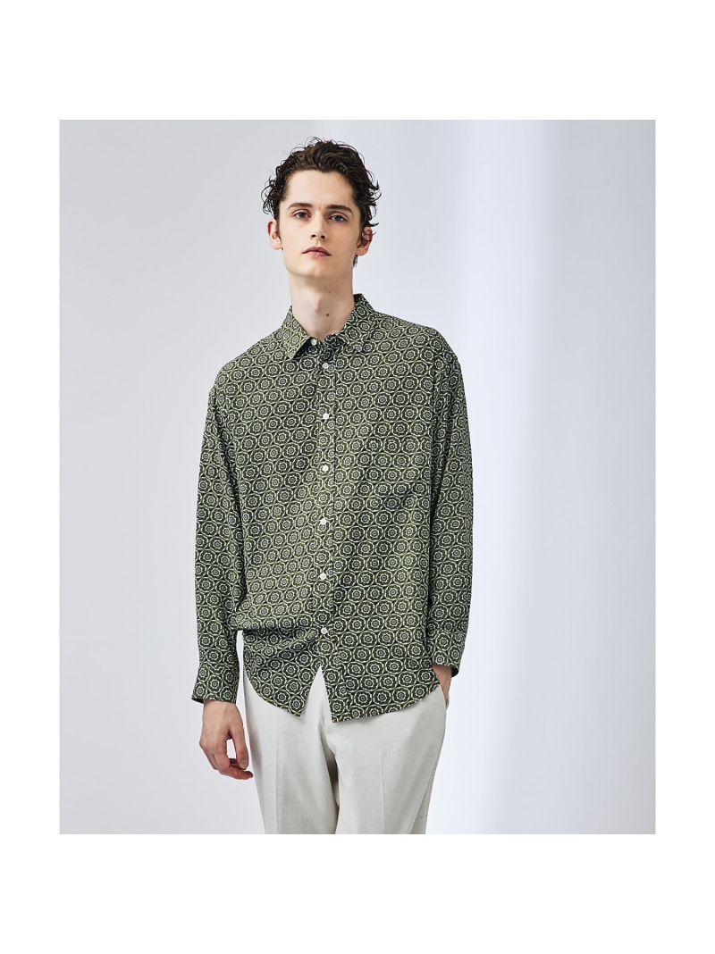 【SALE／40%OFF】フラワー小紋柄 長袖シャツ ABAHOUSE LASTWORD アバハウス トップス シャツ・ブラウス グリーン ブルー ピンク【RBA_E】【送料無料】[ Fashion]