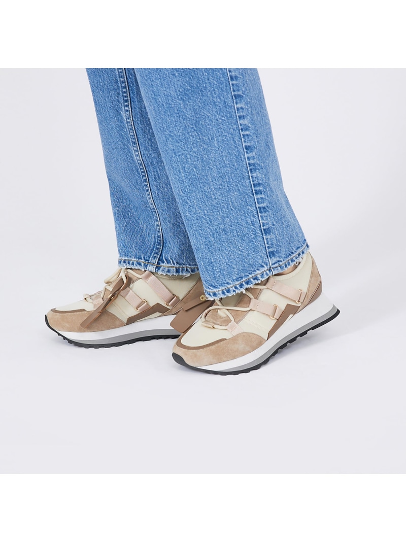 【SALE／50%OFF】ダブルカラーソールスニーカー Au BANNISTER オゥ・バニスター シューズ・靴 スニーカー ブラック ベージュ カーキグリーン【RBA_E】【送料無料】[ Fashion]