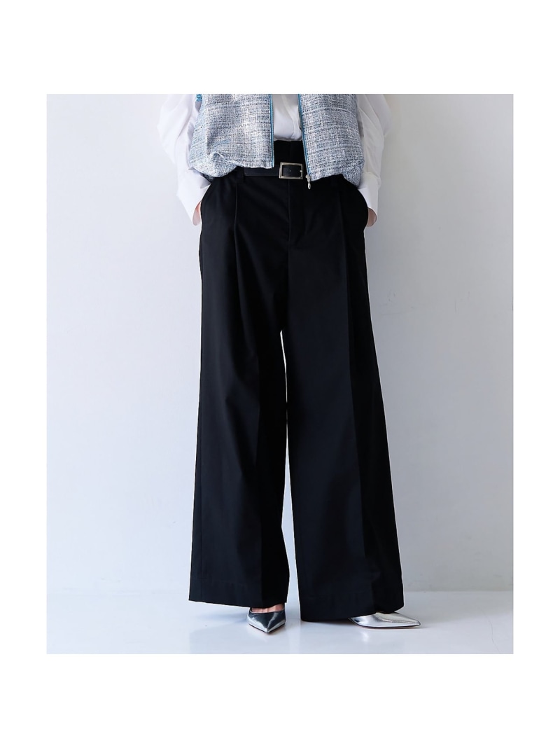 【SALE／30%OFF】TCツイルWループタックワイドパンツ qualite カリテ ズボン下 余分の物のズボン下 黒いこと ベージュ【RBA_E】【貨物輸送無料】[ Fashion]