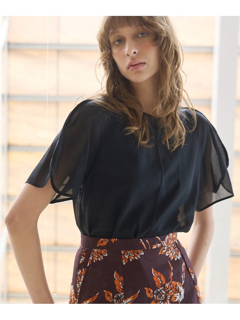 【セットアップ対応】シアーコットンオーガンジーブラウス DESIGNWORKS デザインワークス トップス シャツ・ブラウス ブラック【送料無料】[ Fashion]｜ABAHOUSE ONLINE