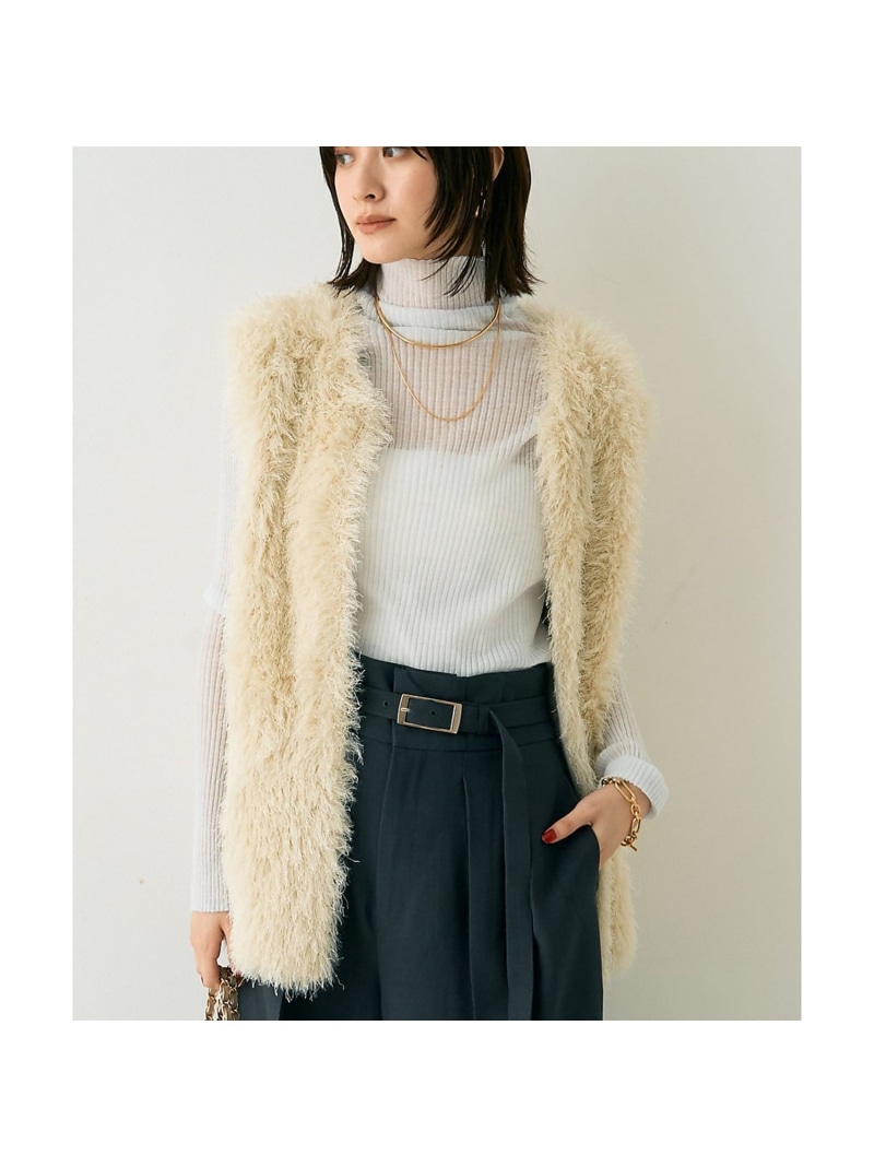 【SALE／30%OFF】フェザーニットジレベスト Rouge vif la cle ルージュ・ヴィフ ラクレ トップス ニット ホワイト ベージュ【RBA_E】【送料無料】[ Fashion]