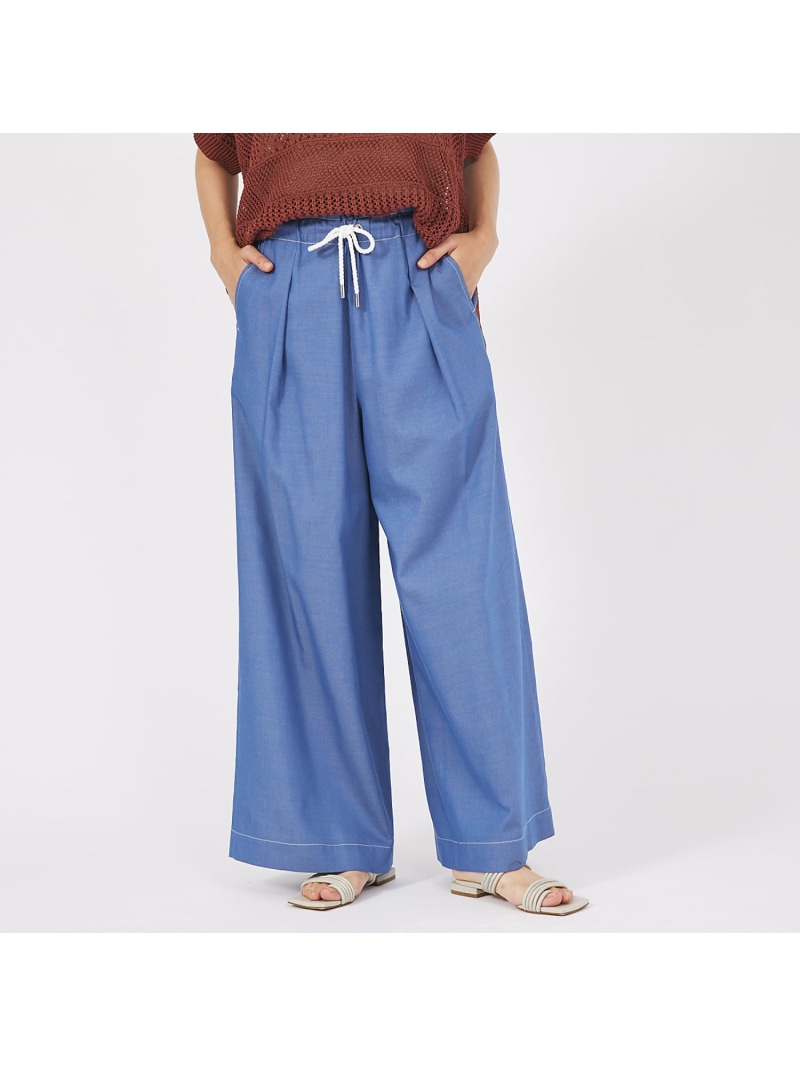 【SALE／40%OFF】コットンリヨセルデニムワイドパンツ qualite カリテ パンツ ジーンズ・デニムパンツ ブラック ブルー【RBA_E】【送料無料】[ Fashion]