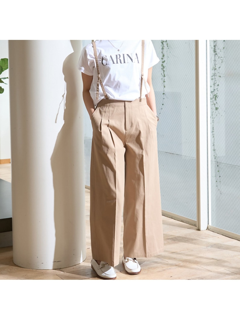 【SALE／20%OFF】サスペンダーワイドタックパンツ Rouge vif la cle ルージュ・ヴィフ ラクレ パンツ その他のパンツ ブラック ベージュ ホワイト【RBA_E】【送料無料】[ Fashion]