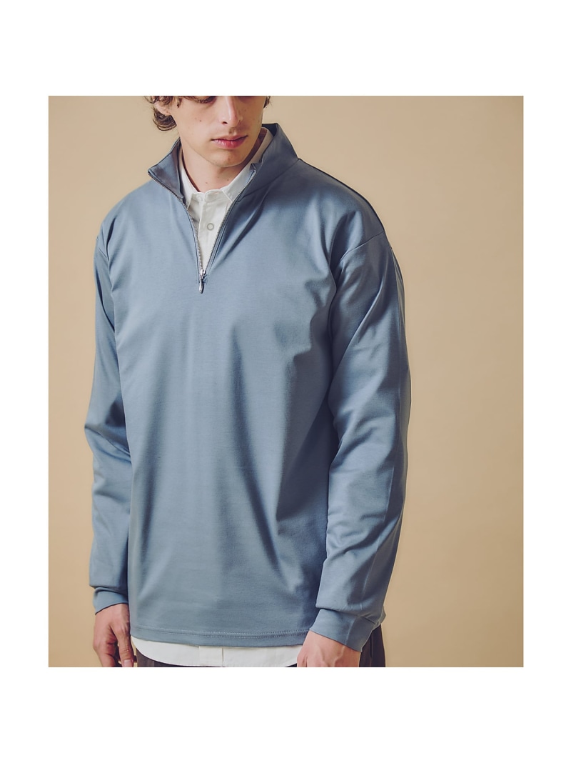 【SALE／40%OFF】【ハーフジップ】スムース ポンチ絵 ロンT ABAHOUSE LASTWORD アバハウス トップス カットソー・ティーシャツ 黒いこと 白いこと 青碧【RBA_E】【貨物輸送無料】[ Fashion]