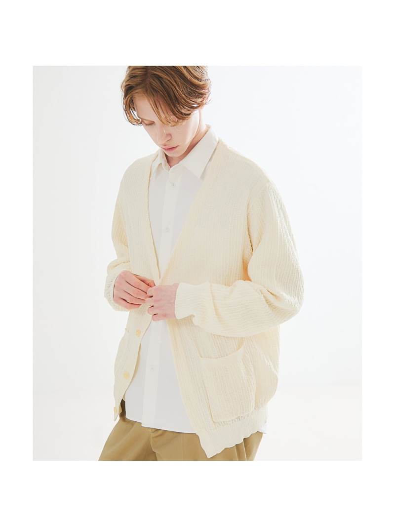 【SALE／40%OFF】【メッシュニット】ドライタッチ 比翼 カーディガン / シアーカーディガン ABAHOUSE LASTWORD アバハウス トップス カーディガン ブラック イエロー ホワイト【RBA_E】【送料無料】[ Fashion]