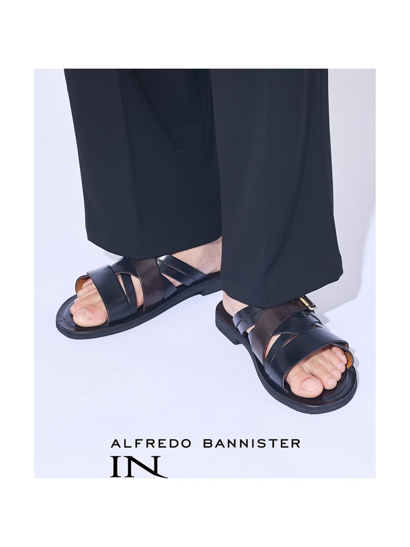 【WEB別注】マルチクロスレザーサンダル alfredoBANNISTER アルフレッド・バニスター シューズ・靴 サンダル ブラック【送料無料】[ Fashion]