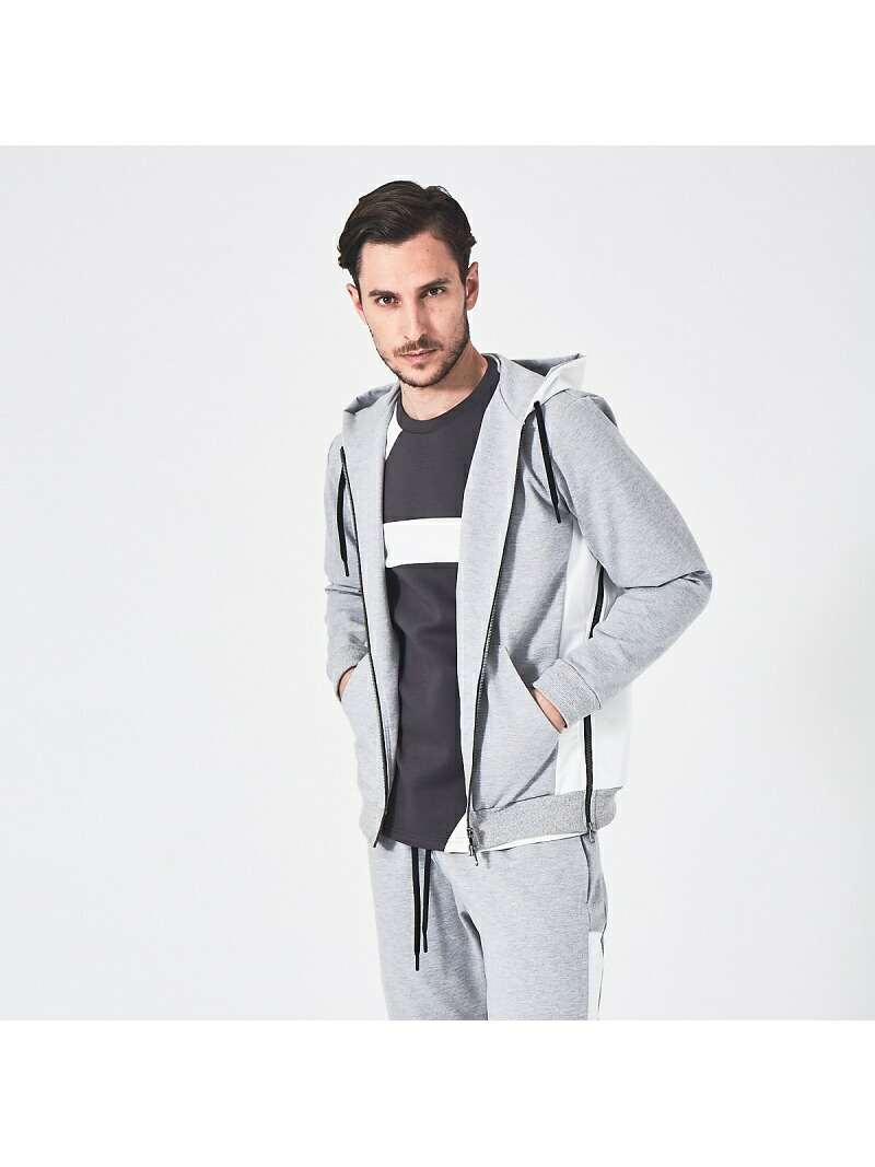 【SALE／19%OFF】【セットアップ対応】コンビネーション サイドジップ パーカー 5351POUR LES HOMMES ゴーサンゴーイチプールオム トップス パーカー・フーディー グレー ブラック【RBA_E】【送料無料】[ Fashion]｜ABAHOUSE ONLINE