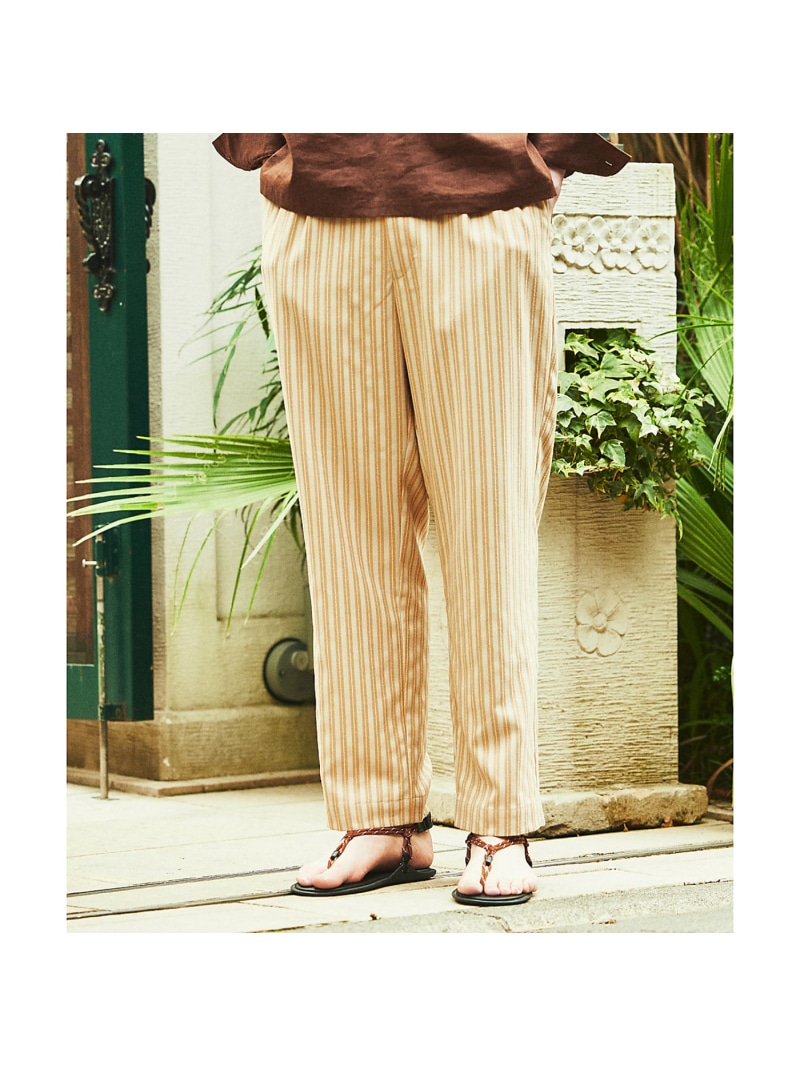 【SALE／40%OFF】【リネンライク 】ストライプ リラックスパンツ / ワイドパンツ ABAHOUSE LASTWORD アバハウス パンツ その他のパンツ ベージュ グレー【RBA_E】【送料無料】[ Fashion]