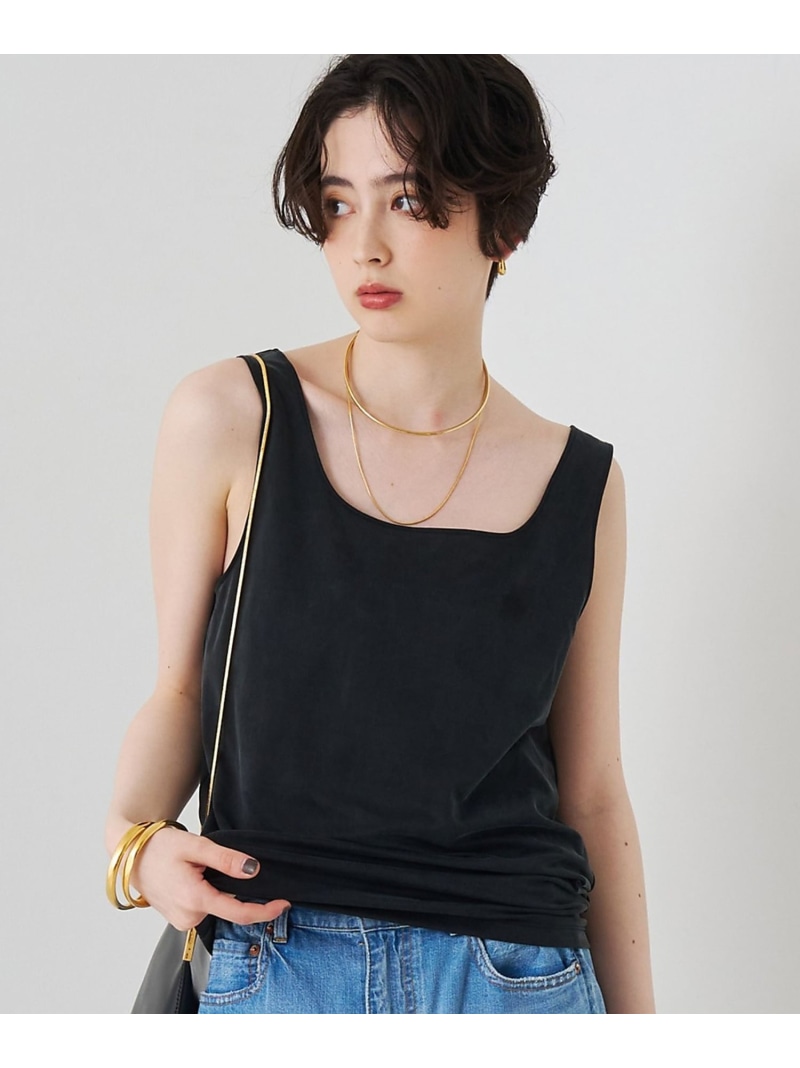 【SALE／10%OFF】前後2WAYフィブリルジャージタンクトップ【取って置く】 Rouge vif la cle ルージュ・ヴィフ ラクレ トップス キャミソール 赤銅色 黒いこと【RBA_E】【先んずる取って置く】*【貨物輸送無料】[ Fashion]