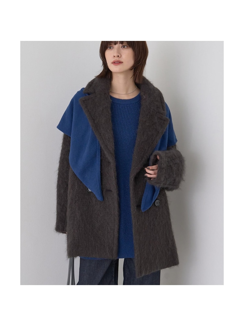【SALE／30%OFF】シャギーピーコート Rouge vif la cle ルージュ・ヴィフ ラクレ ジャケット・アウター ピーコート ホワイト グレー【RBA_E】【送料無料】[ Fashion]｜ABAHOUSE ONLINE