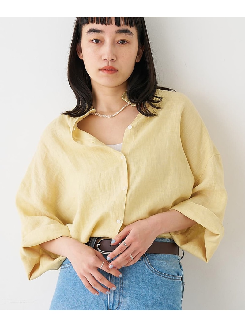 ワイドスリーブリネンオーバーシャツ【予約】 collex コレックス トップス シャツ・ブラウス グリーン【先行予約】*【送料無料】[ Fashion]