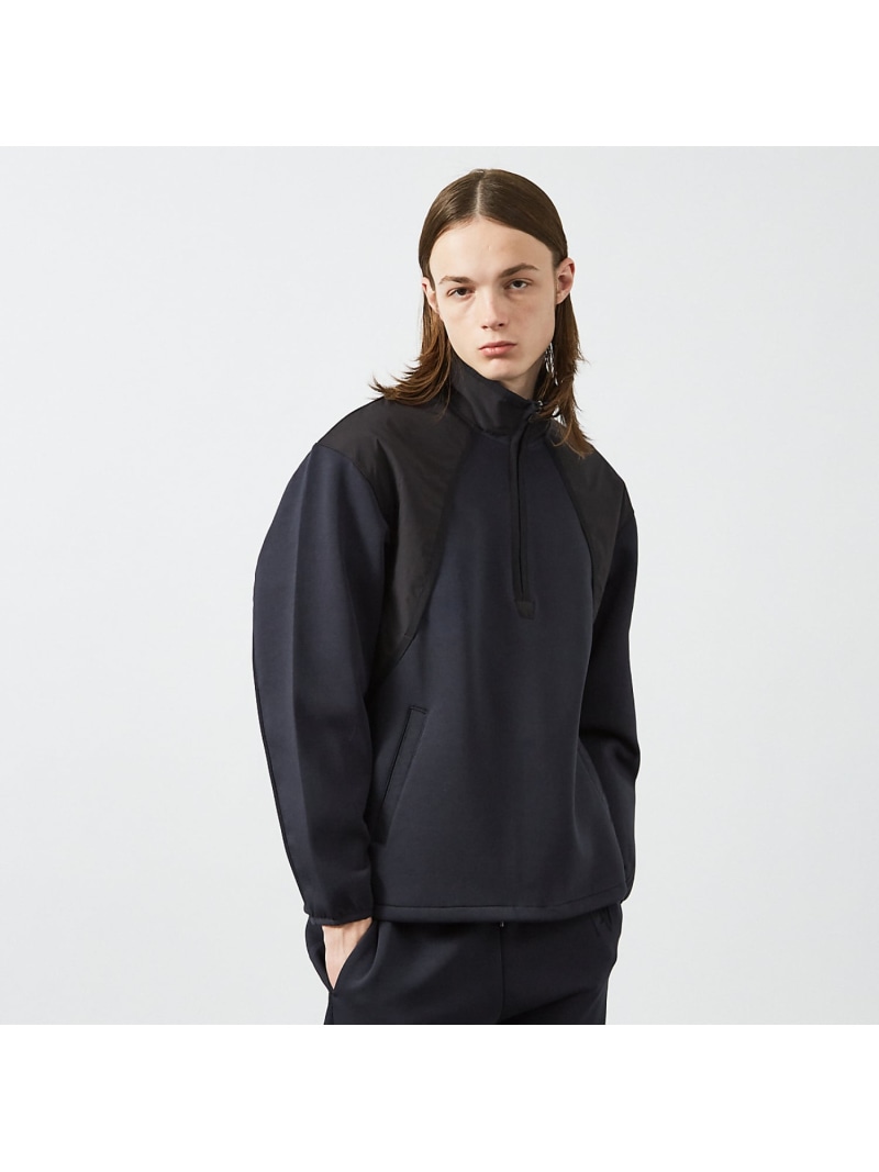 【SALE／50%OFF】【セットアップ対応/WEB別注品】ダンボール ハーフジップ アノラック DESIGNWORKS デザインワークス トップス カットソー・Tシャツ ネイビー ホワイト ブラック【RBA_E】【送料無料】[ Fashion]｜ABAHOUSE ONLINE