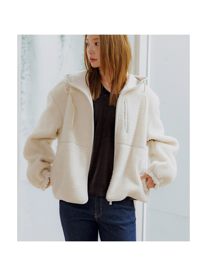 【NANGA / ナンガ】BOA FLEECE ZIP HOODIE / ボアフ Rouge vif la cle ルージュ・ヴィフ ラクレ トップス パーカー・フーディー ホワイト ブラック【送料無料】[ Fashion]