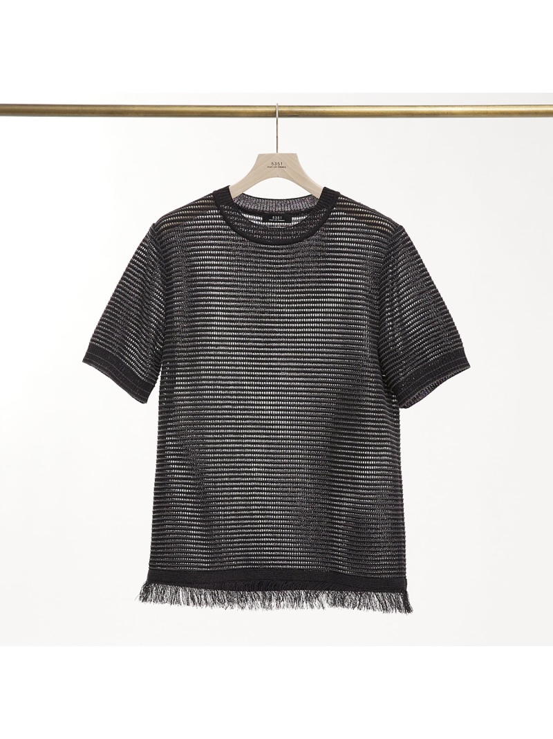 【SALE／40%OFF】フリンジ ニットTシャツ 5351POUR LES HOMMES ゴーサンゴーイチプールオム トップス カットソー・Tシャツ ブラック ブルー【RBA_E】【送料無料】[ Fashion]｜ABAHOUSE ONLINE