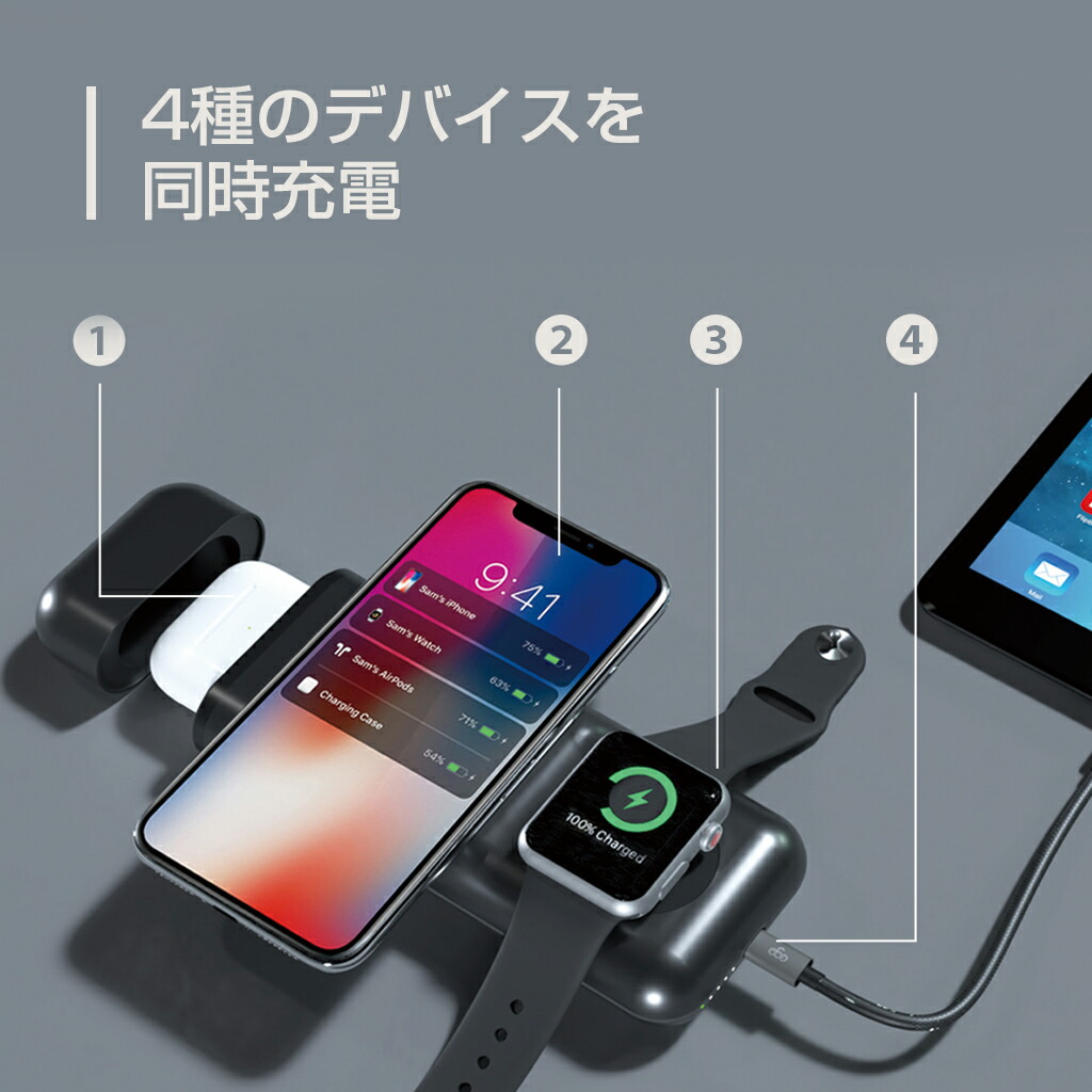 1 In Galaxy Apple モバイルバッテリー Watch 同時充電 Iphone All In 1 Airpods Ipad 手帳型 Iphone 4 For Apple mah 無線モバイルバッテリー Airally エアーアリー 急速充電 ワイヤレス充電器 Usb Cポート 18w Pd対応 アビィニューヨークiphone Ipad